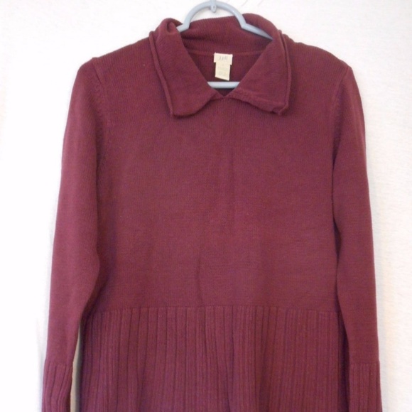 J. Jill Burgundy Sweater cotton blend lightweight - Picture 1 of 8